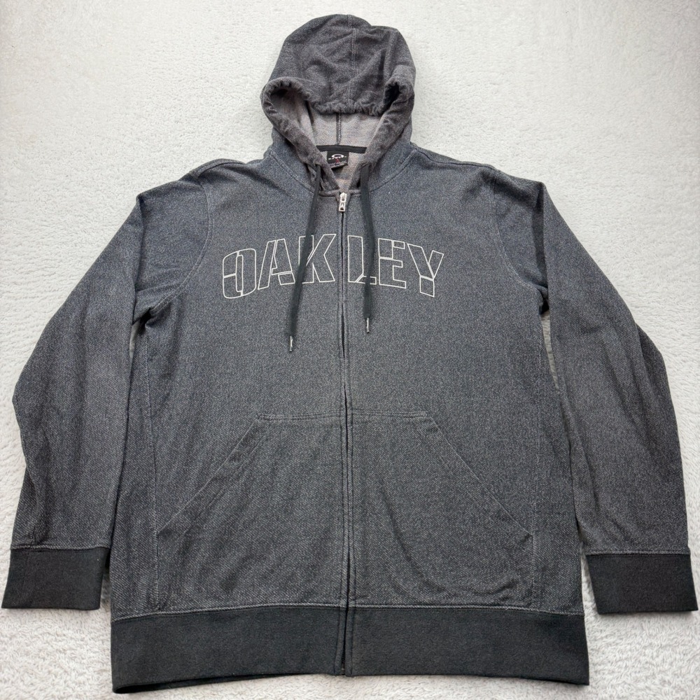 Oakley Mens Charcoal Gray Zip Up Hoodie Sweatshirt Regular Fit‎ Large
